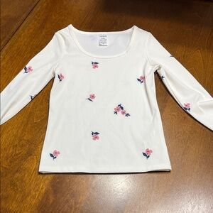 Carter's White Long Sleeve Top with Pink Floral Accents